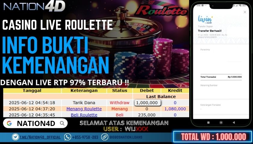 NATION4D -CASINO LIVE ROULETTE RP.1,000,000 LUNAS!!
