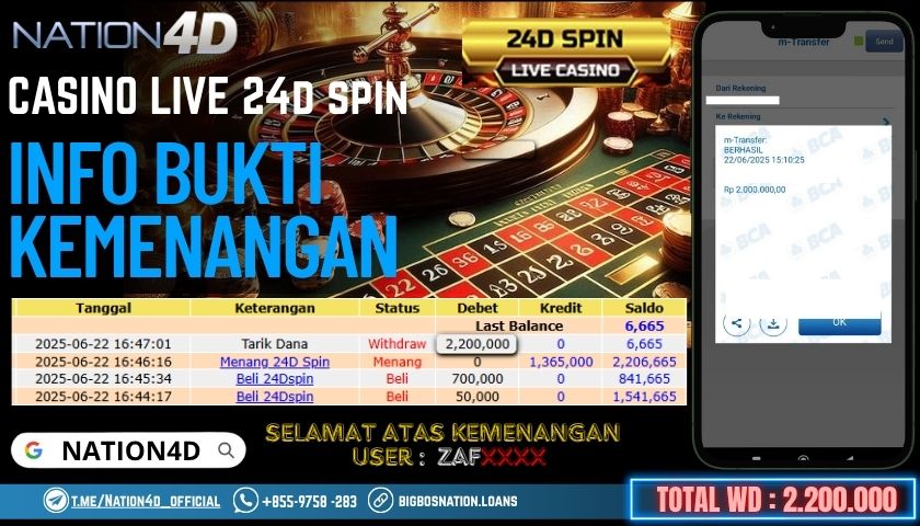 NATION4D -CASINO LIVE 24D SPIN RP.2,200,000 LUNAS!!