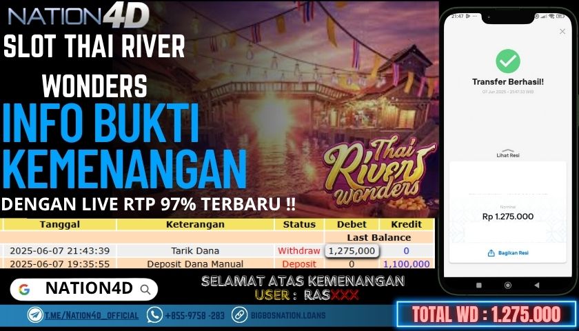 NATION4D -SLOT THAI RIVER WONDERS RP.1,275,000 LUNAS!!