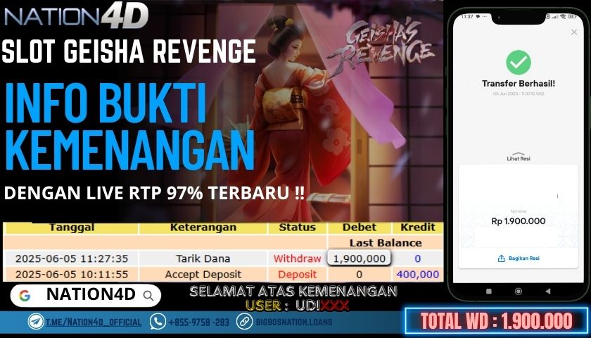 NATION4D -SLOT GEISHA REVENGE RP.1,900,000 LUNAS!!