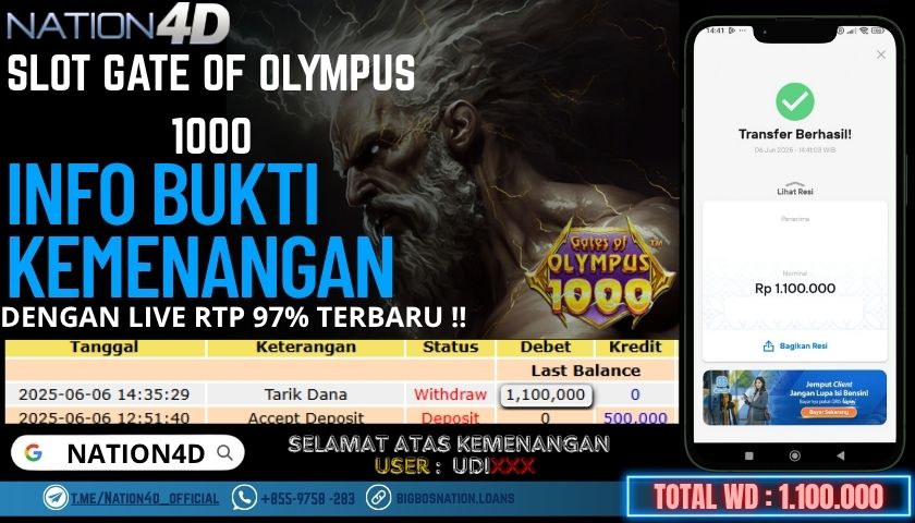 NATION4D -SLOT GATE OF OLYMPUS 1000 RP.1,100,000 LUNAS!!