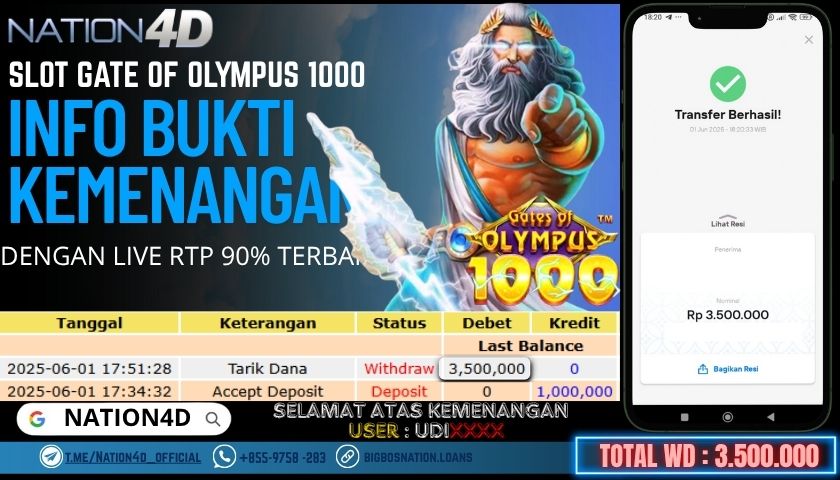 NATION4D -SLOT GATE OF OLYMPUS 1000 RP.3,500,000 LUNAS!!