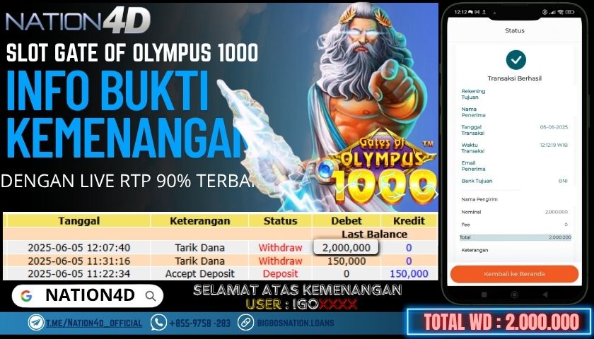 NATION4D -SLOT GATE OF OLYMPUS 1000 RP.2,000,000 LUNAS!!