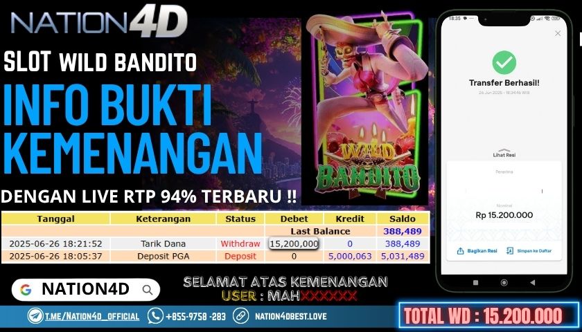 NATION4D -SLOT WILD BANDITO RP.15,200,000 LUNAS!!