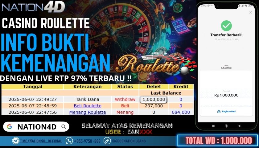 NATION4D -CASINO LIVE ROULETTE RP.1,000,000 LUNAS!!