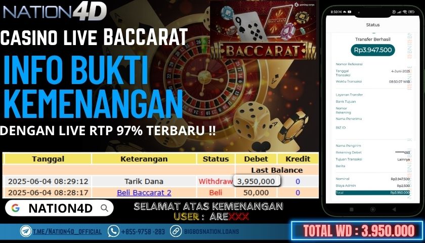 NATION4D -CASINO LIVE BACCARAT RP.3,950,000 LUNAS!!