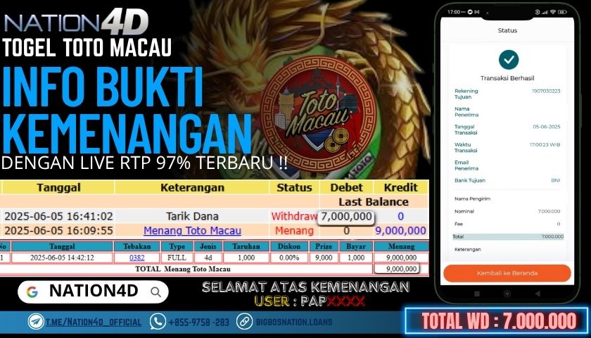 NATION4D -TOGEL TOTO MACAU RP.7,000,000 LUNAS!!