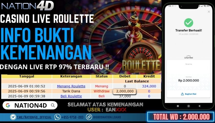 NATION4D -CASINO LIVE ROULETTE RP.2,000,000 LUNAS!!