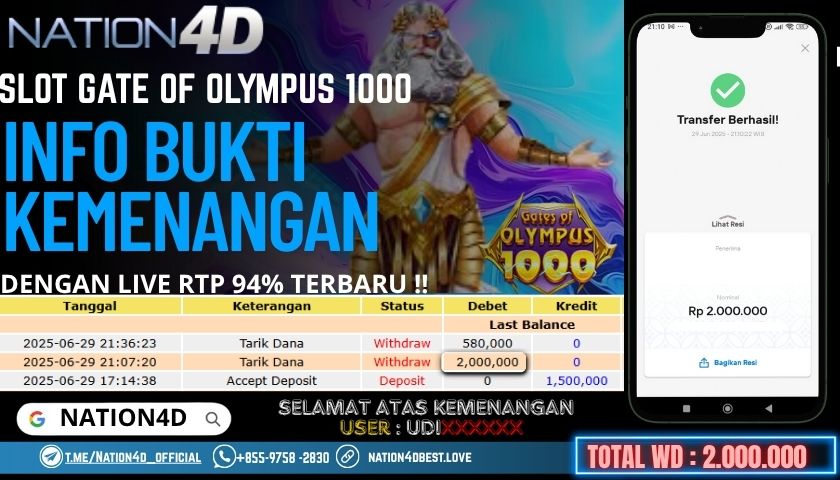 NATION4D -SLOT GATE OF OLYMPUS 1000 RP.2,000,000 LUNAS!!