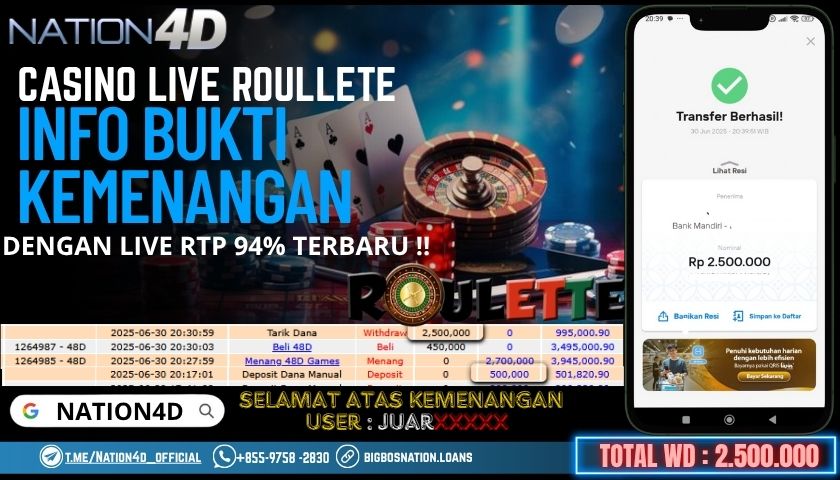 NATION4D -CASINO LIVE ROULETTE RP.2,500,000 LUNAS!!
