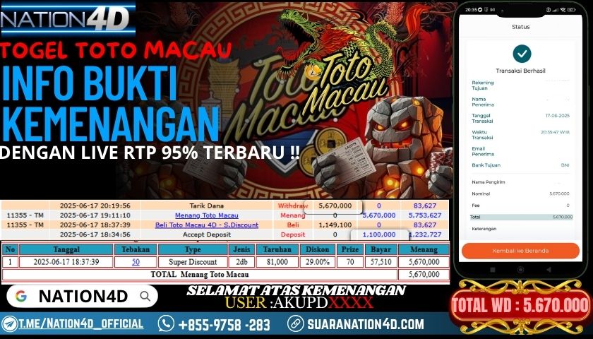 NATION4D -TOGEL TOTO MACAU RP.5,670,000 LUNAS!!