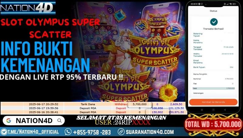 NATION4D -SLOT OLYMPUS SUPER SCATTER RP.5,700,000 LUNAS!!