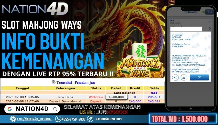 NATION4D -SLOT MAHJONG WAYS RP.1,500,000 LUNAS!!