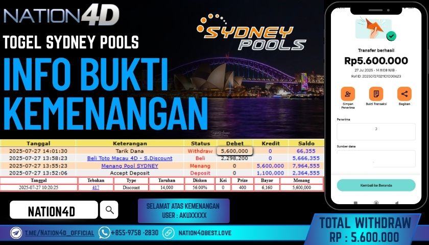 NATION4D – TOGEL SYDNEY POOL RP.5,600,000 LUNAS!!