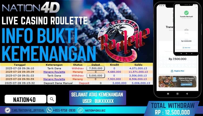 NATION4D – LIVE CASINO ROULETTE RP.12,500,000 LUNAS!!