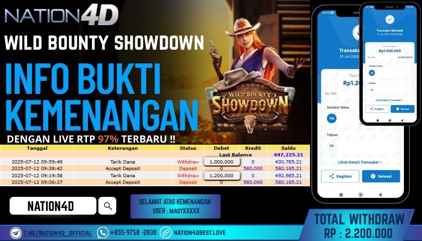 NATION4D – SLOT WILD BOUNTY SHOWDOWN RP.2,200,000 LUNAS!!
