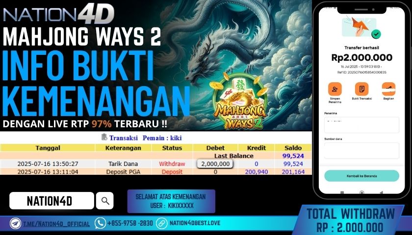 NATION4D – SLOT MAHJONG WAYS 2 RP.2,000,000 LUNAS!!