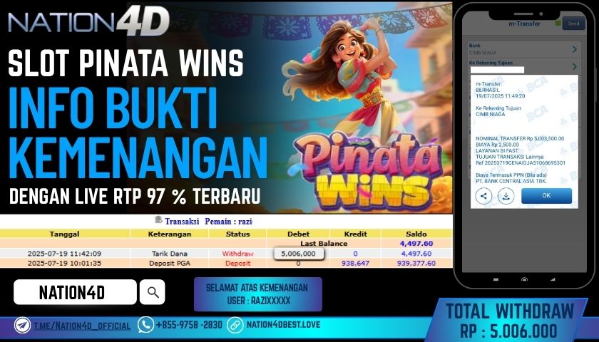 NATION4D – SLOT PINATA WINS RP.5,006,000 LUNAS!!