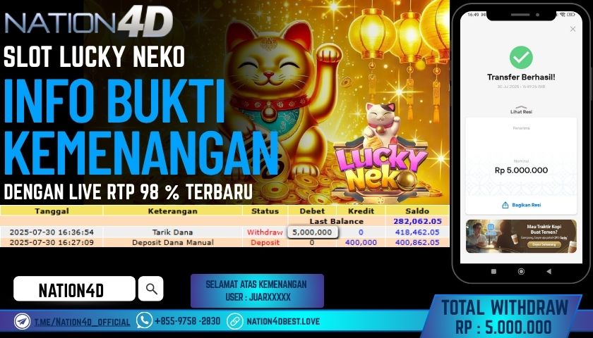 NATION4D – SLOT LUCKY NEKO RP.5,000,000 LUNAS!!
