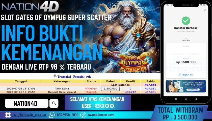 NATION4D – SLOT GATES OF OLYMPUS SUPER SCATTER RP.3,500,000 LUNAS!!