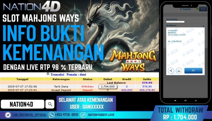NATION4D – SLOT MAHJONG WAYS  RP.1,704,000 LUNAS!!
