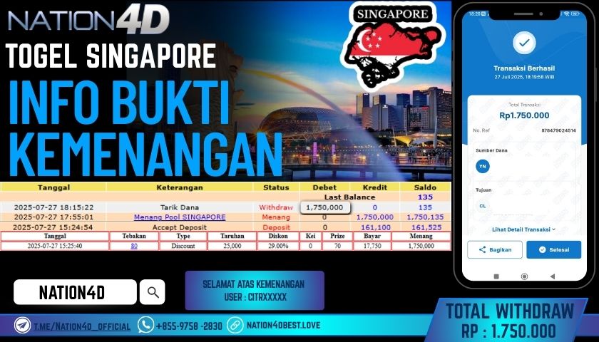 NATION4D – TOGEL SINGAPORE RP.1,750,000 LUNAS!!