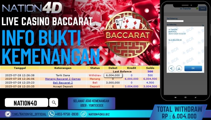 NATION4D – LIVE CASINO BACCARAT RP.6,004,000 LUNAS!!