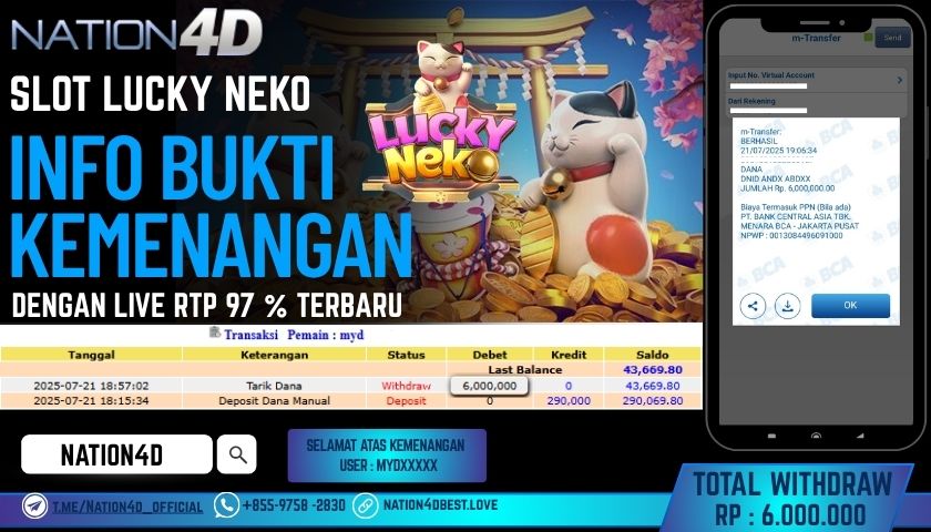 NATION4D – SLOT LUCKY NEKO RP.6,000,000 LUNAS!!