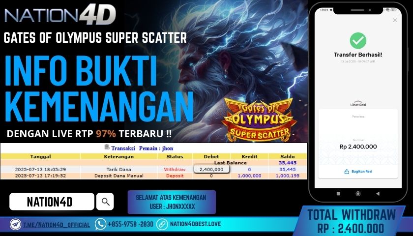 NATION4D – SLOT GATES OF OLYMPUS SUPER SCATTER RP.2,400,000 LUNAS!!