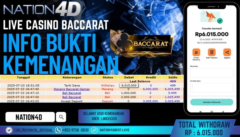 NATION4D -LIVE CASINO BACCARAT RP.6,015,000 LUNAS!!