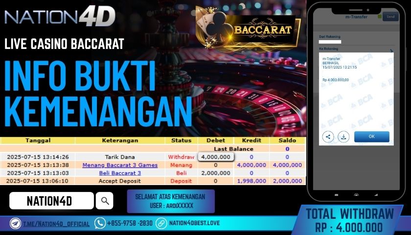 NATION4D – LIVE CASINO BACCARAT RP.4,000,000 LUNAS!!