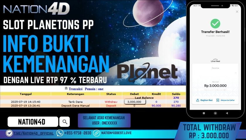 NATION4D – SLOT PLANETONS PP RP.3,000,000 LUNAS!!