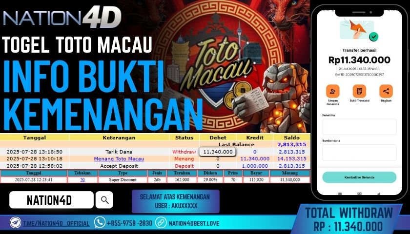 NATION4D – TOGEL TOTO MACAU RP.11,340,000 LUNAS!!