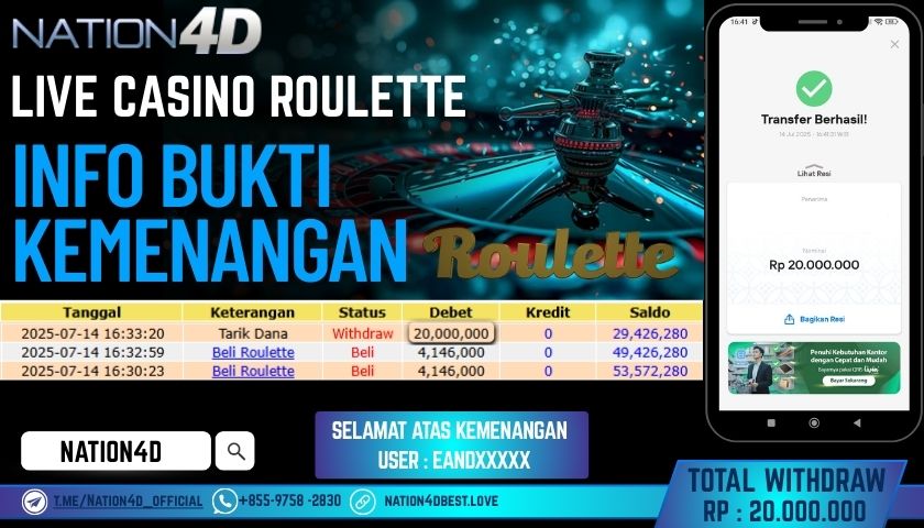 NATION4D – LIVE CASINO ROULETTE RP20,000,000 LUNAS!!