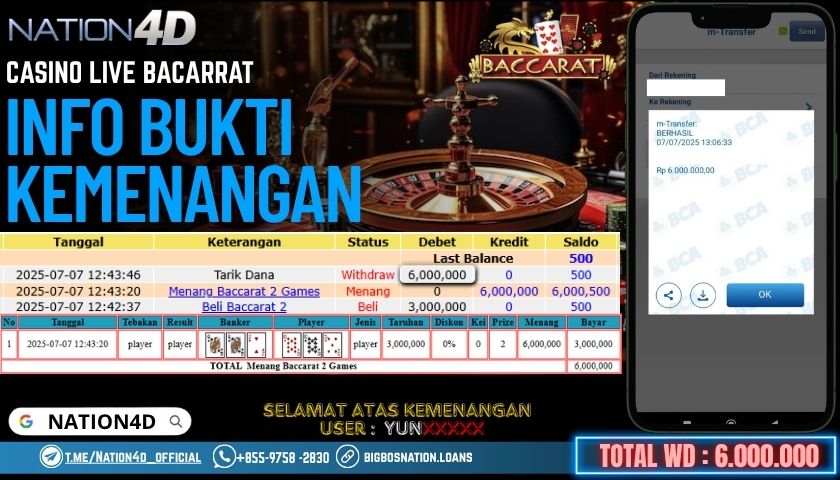 NATION4D -CASINO LIVE BACCARAT RP.6.000.000LUNAS!!