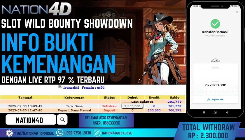 NATION4D – SLOT WILD  BOUNTY SHOWDOWN RP.2,300,000 LUNAS!!