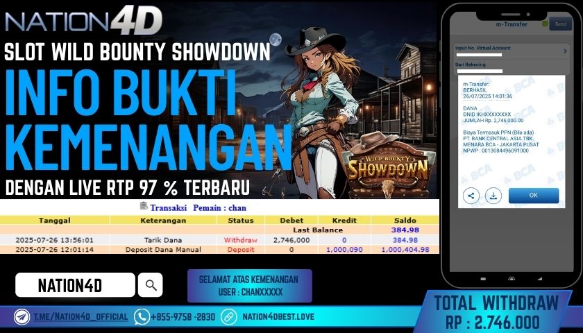 NATION4D – SLOT WILD BOUNTY SHOWDOWN RP.2,746,000 LUNAS!!