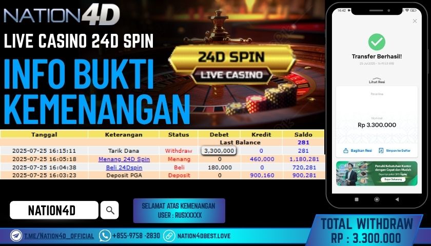 NATION4D – LIVE CASINO 24D SPIN RP.3.300.000 LUNAS!!