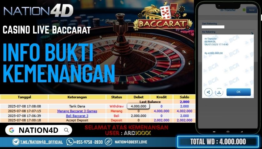 NATION4D -CASINO LIVE BACCARAT RP.4.000.000LUNAS!!