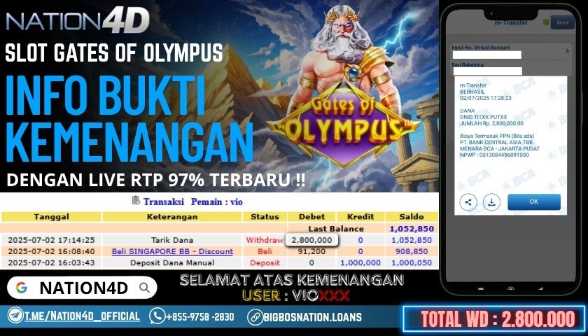 NATION4D -SLOT GTAES OF OLYMPUS  RP.2,800,000 LUNAS!!