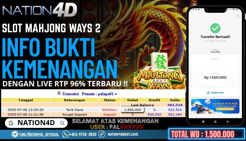 NATION4D -SLOT MAHJONG WAYS 2 RP.1,500,000 LUNAS!!