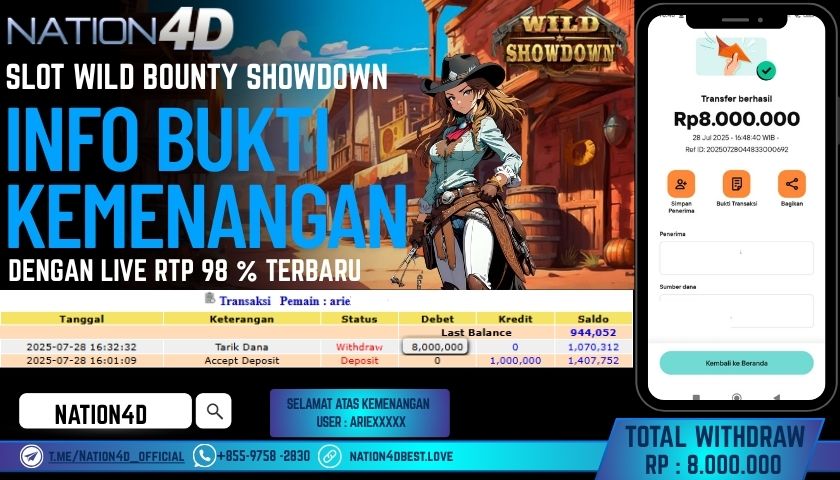 NATION4D – SLOT WILD BOUNTY SHOWDOWN RP.8,000,000 LUNAS!!