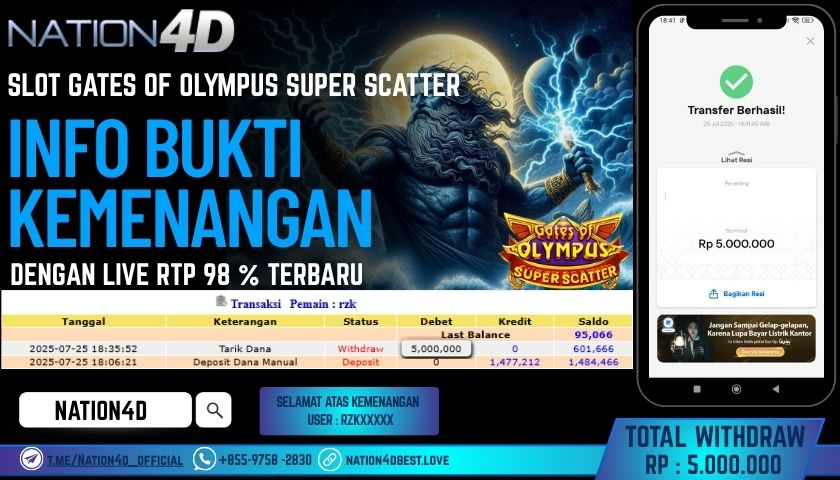 NATION4D – SLOT GATES OF OLYMPUS SUPER SCATTER RP.5,000,000 LUNAS!!