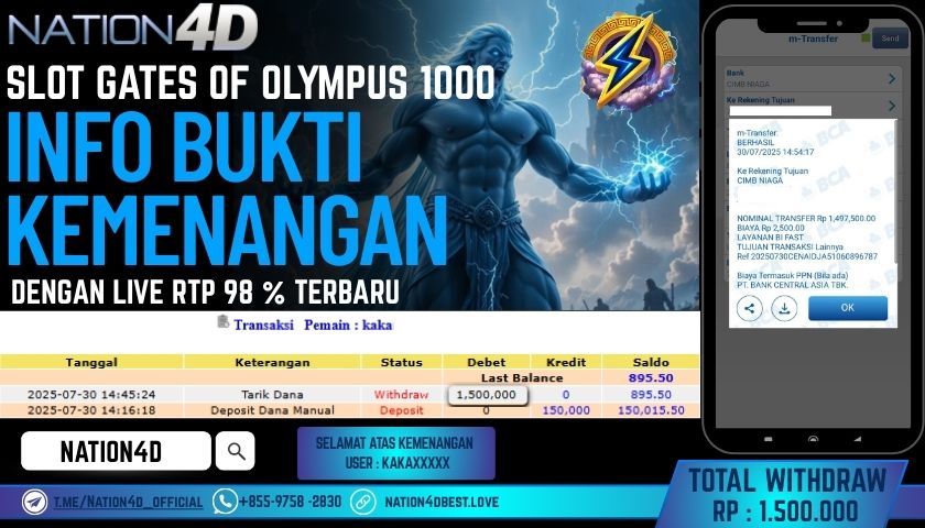 NATION4D – SLOT GATES OF OLYMPUS 1000 RP.1,500,000 LUNAS!!