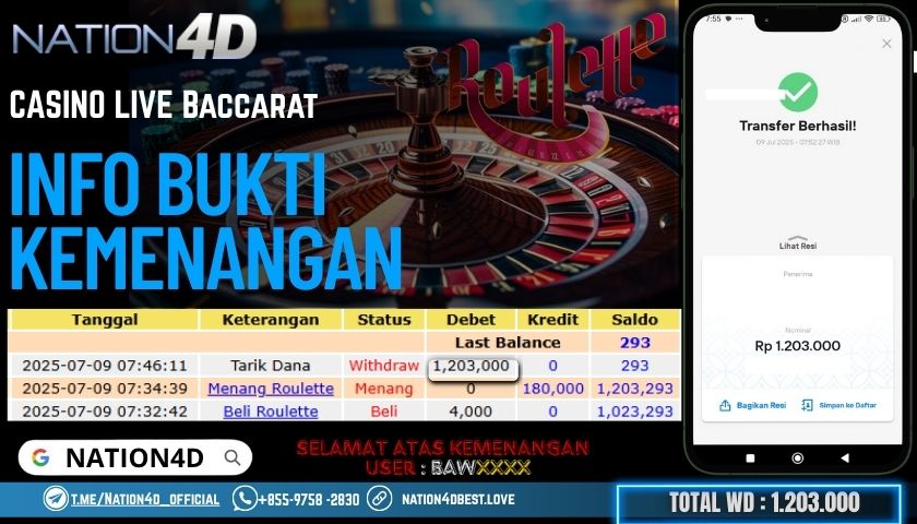 NATION4D -CASINO LIVE ROULETTE RP.1,203,000 LUNAS!!