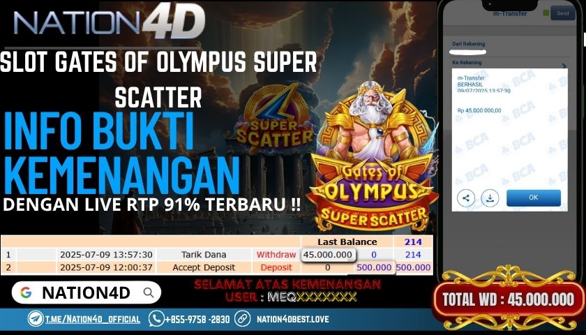 NATION4D -SLOT OLYMPUS SUPER SCATTER RP.45,000,000 LUNAS!!