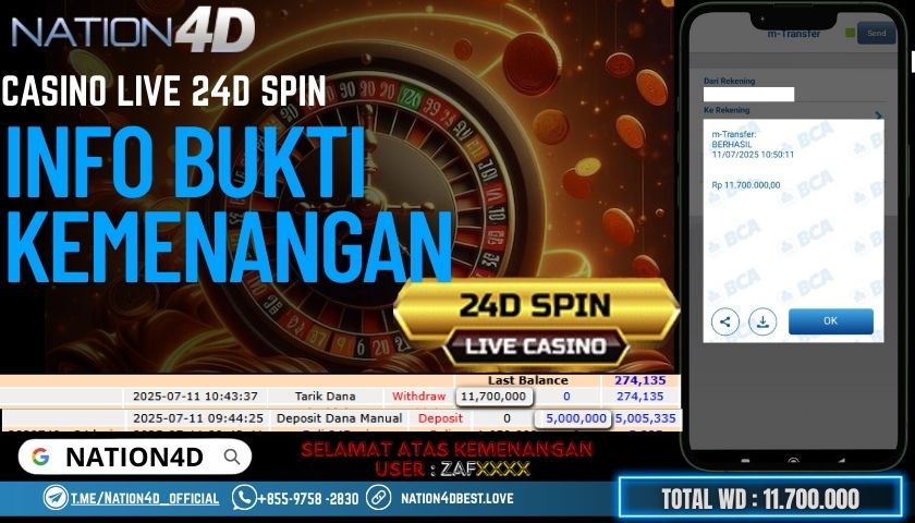 NATION4D – CASINO LIVE 24D SPIN RP.11,700,000 LUNAS!!