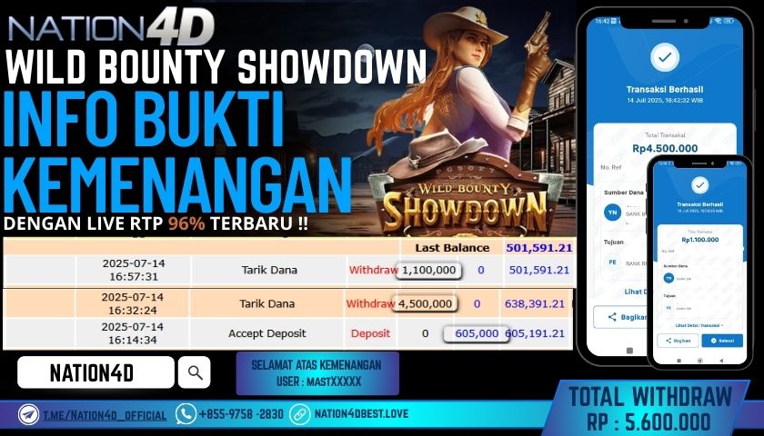 NATION4D – SLOT WILD BOUNTY SHOWDOWN RP5,600,000 LUNAS!!