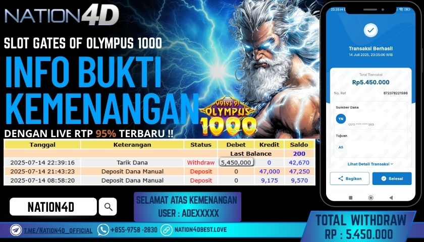 NATION4D – SLOT GATES OF OLYMPUS 1000   RP.5.450.000 LUNAS!!