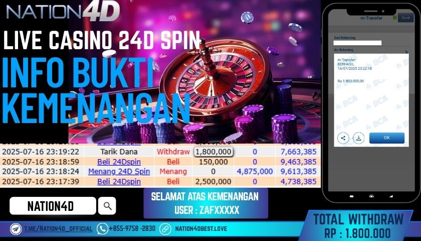 NATION4D – LIVE CASINO 24D SPIN RP.1,800,000 LUNAS!!